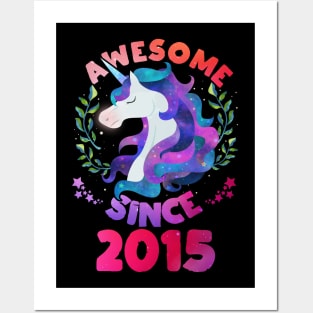 Cute Awesome Unicorn Since 2015 Funny Gift Posters and Art